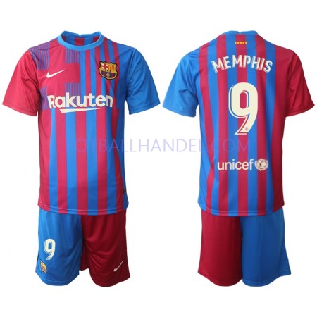 Barn Fotballdrakter FC Barcelona Memphis Depay 9 Hjemme 2021-22 Kortermet